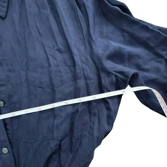 Gap Navy Blue Button Down Dress with Tie Waist Long Sleeve Small Knee Length - Picture 9 of 13
